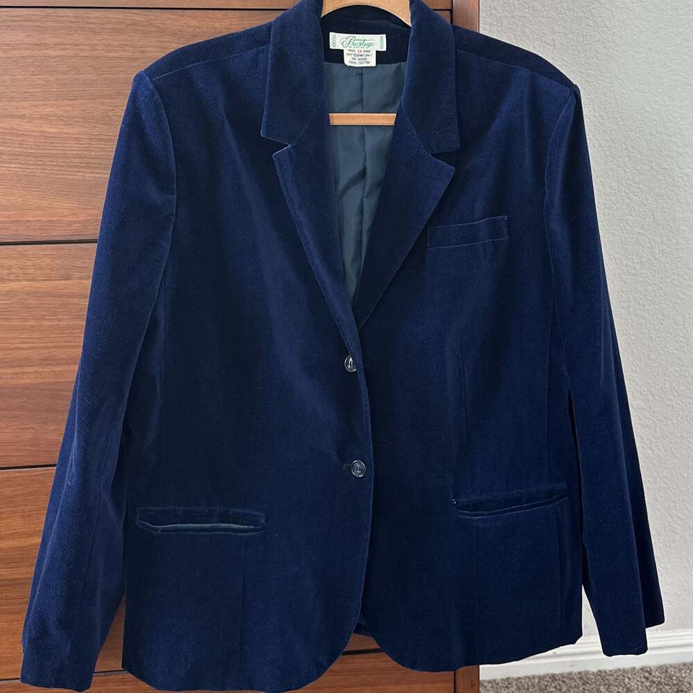 Vintage Prestige of Boston Sapphire Blue Velvet Jacket Blazer